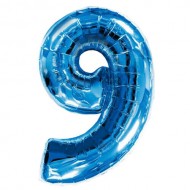 Воздушный шар цифра "9" синяя